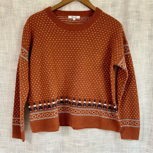 Madewell Sweaters - Madewell Rust Orange Jacquard Wool Blend Sweater